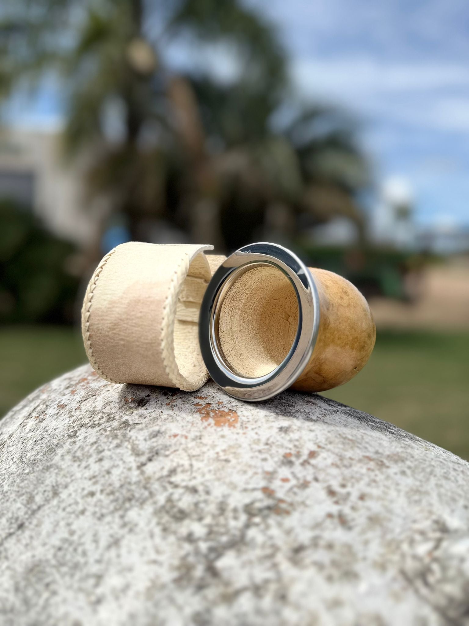 Mate Camionero - Con boquilla de acero + Posa mate bordado en tiento