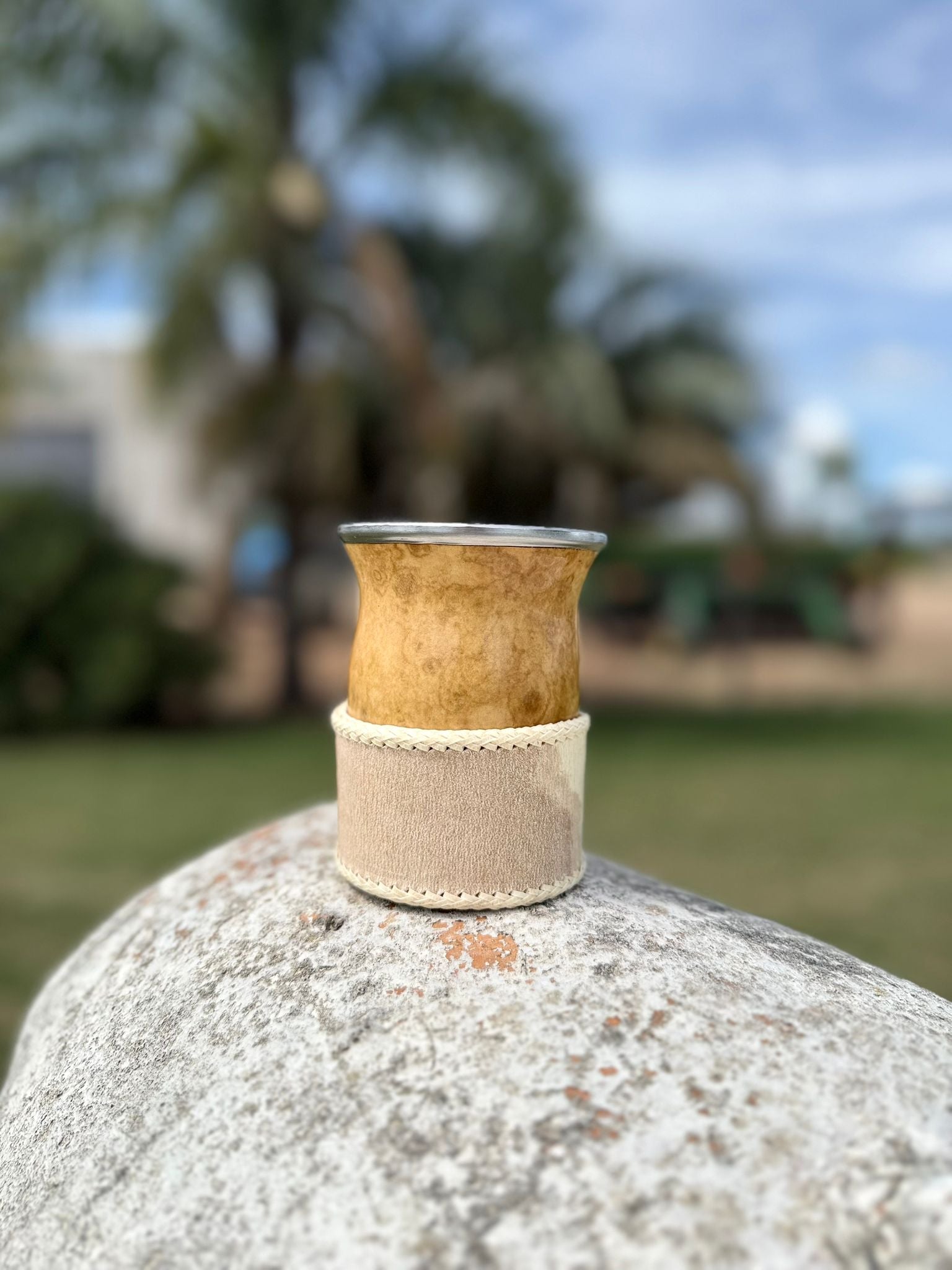 Mate Camionero - Con boquilla de acero + Posa mate bordado en tiento