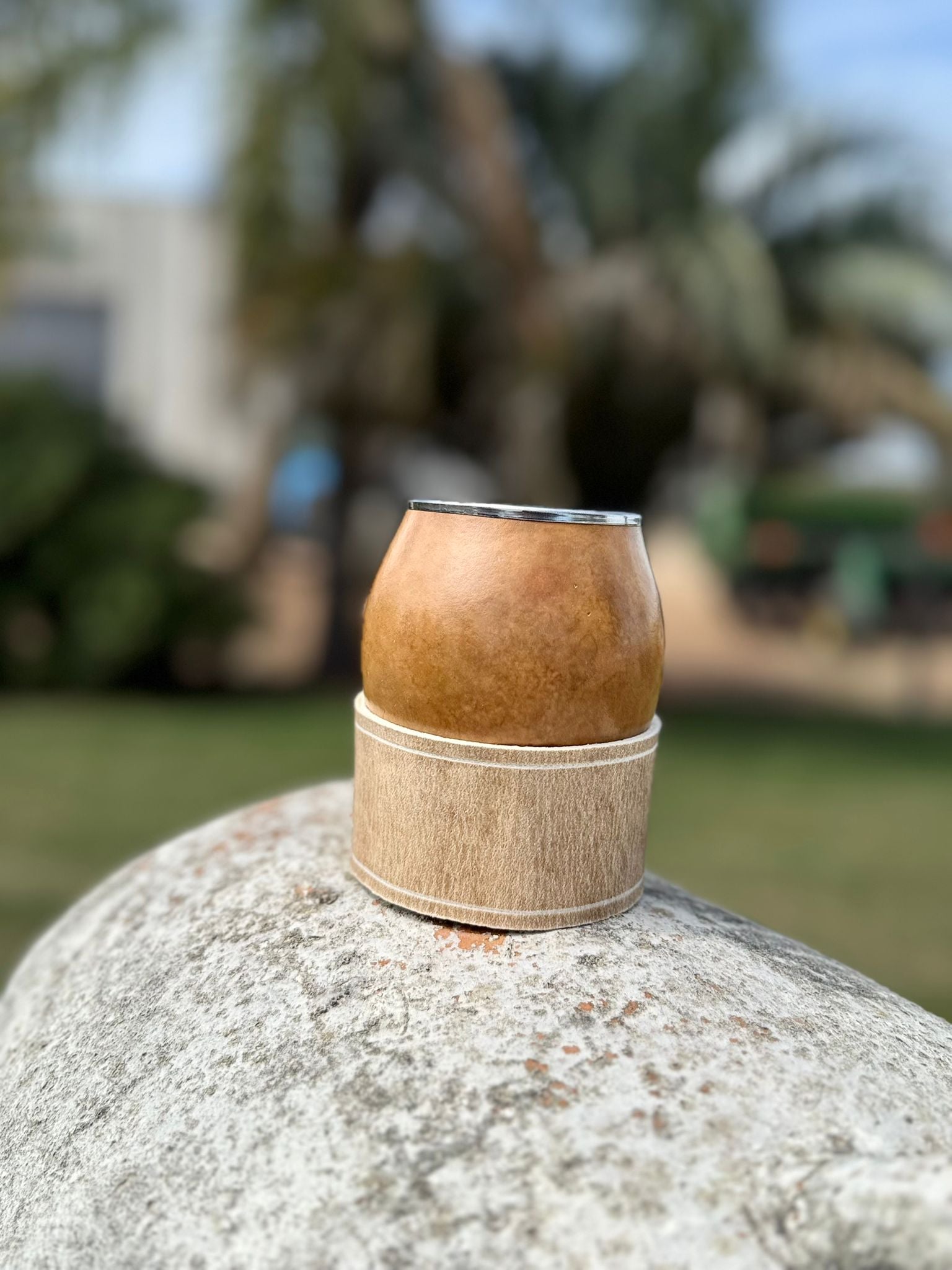 Mate Torpedo con boquilla de acero + posa mate cuero liso